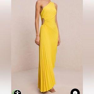 Delfina Matte Pleated Dress Yellow Size 0